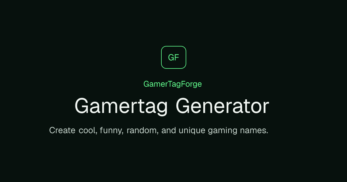 Gamertag Generator - Create Cool Gaming Names